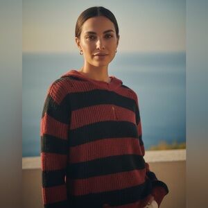 ROMWE Red and Black Striped Sweater
